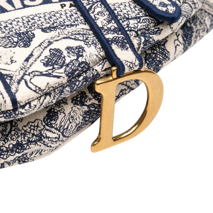 Dior Canvas Embroidered Toile de Jouy Saddle Bag