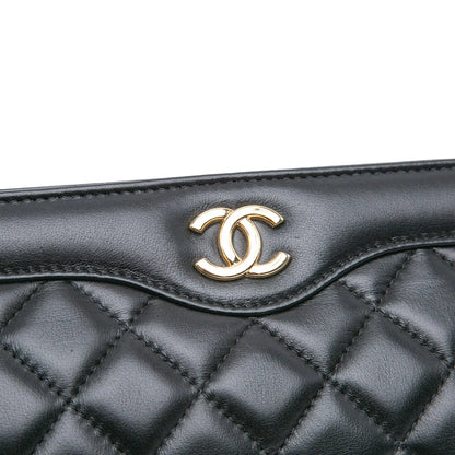 Chanel CC Quilted Lambskin Frame Clutch