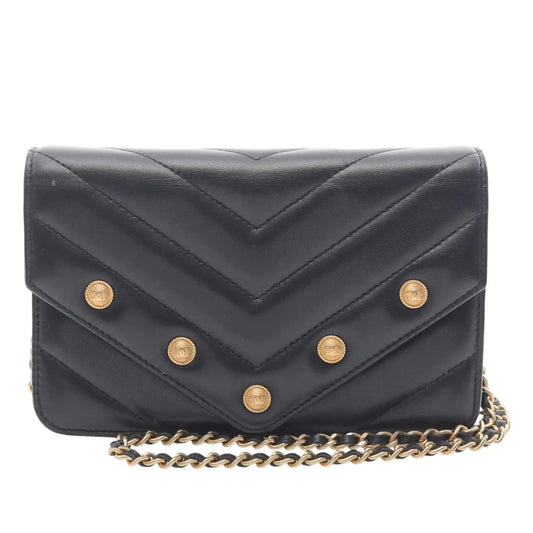 Chanel Chevron Lambskin Button Wallet On Chain