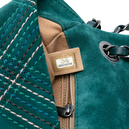 Chanel Paris Edinburgh Medium Stitched Suede Saltire Single Flap