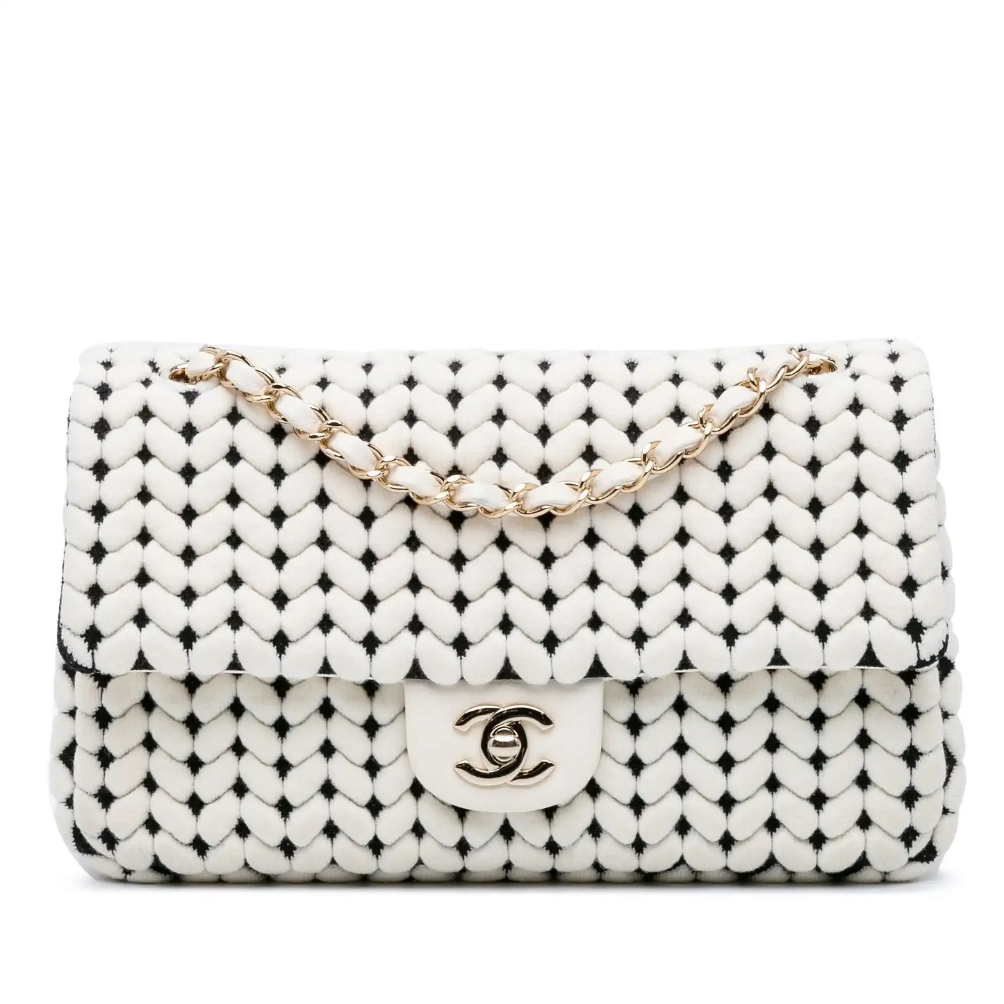 Chanel Medium Calfskin and Wool Knit Single Flap