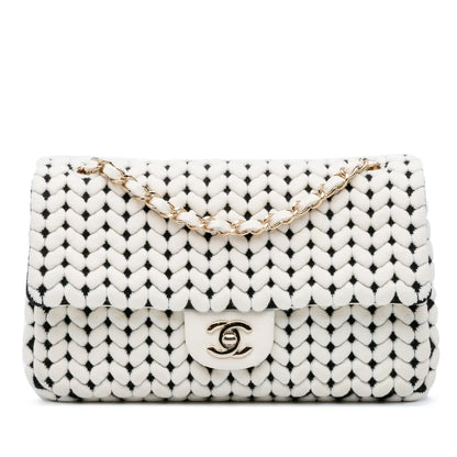 Chanel Medium Calfskin and Wool Knit Single Flap
