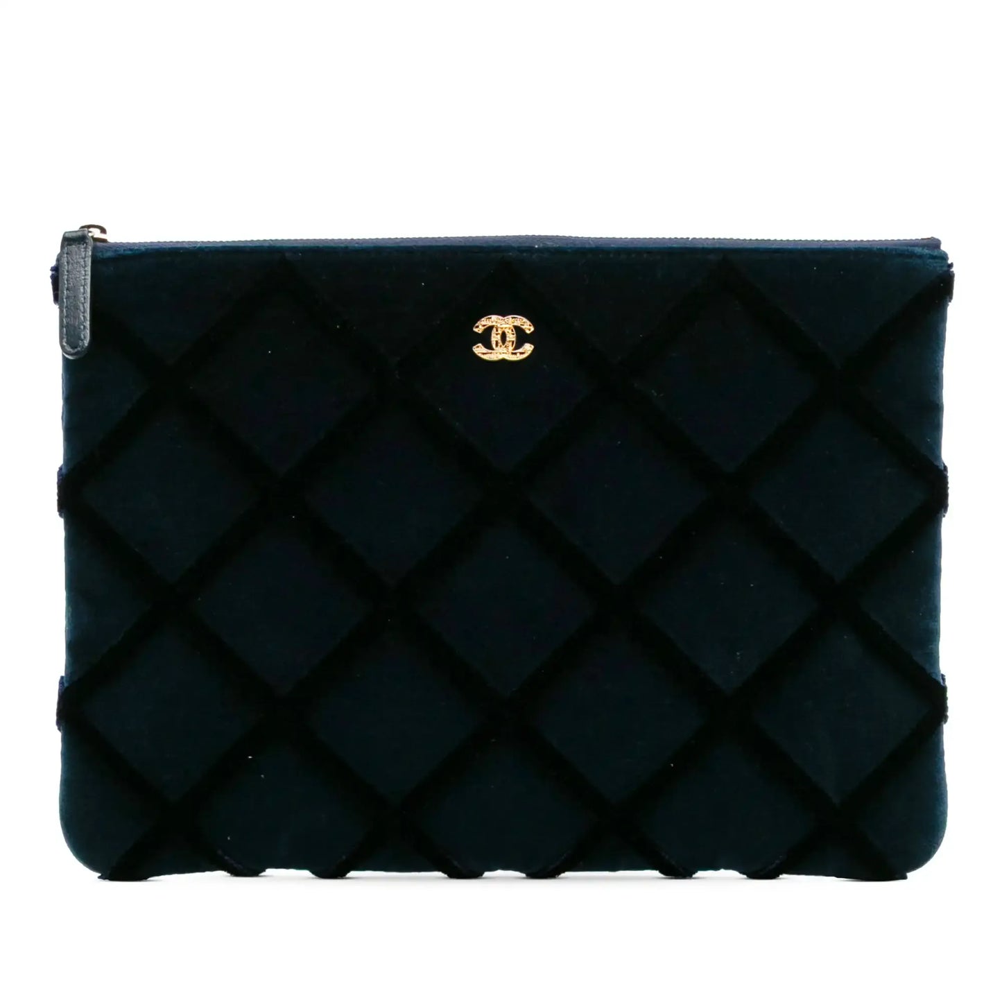 Chanel Medium CC Quilted Velvet O Case Clutch
