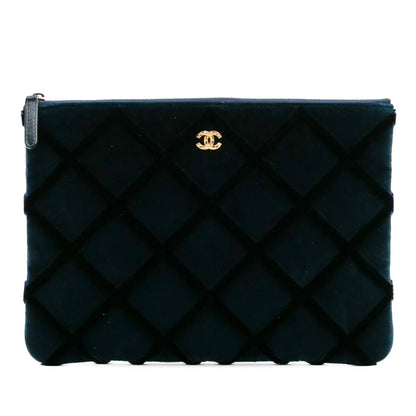 Chanel Medium CC Quilted Velvet O Case Clutch