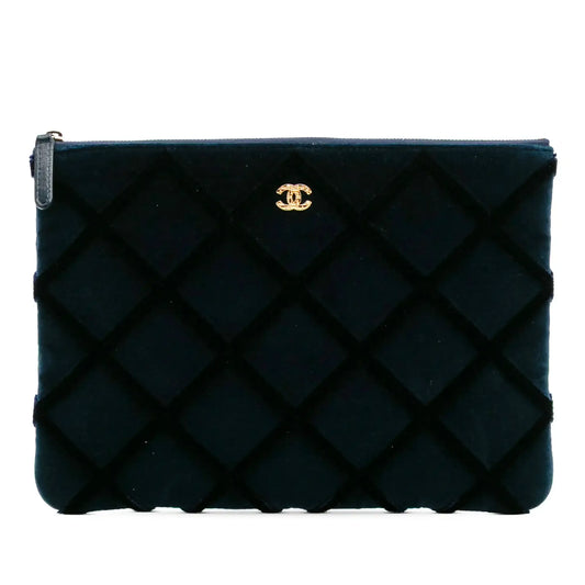 Chanel Medium CC Quilted Velvet O Case Clutch