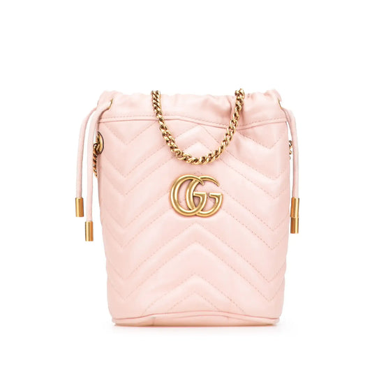 Gucci Small GG Marmont Leather Matelasse Bucket Bag