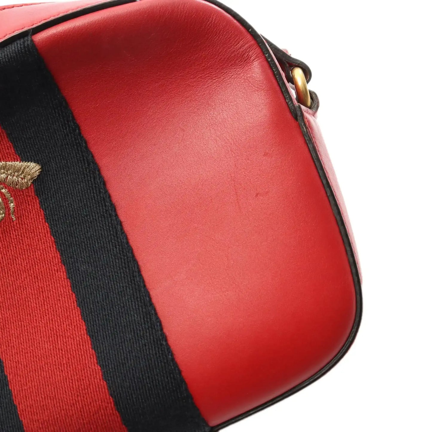 Gucci Calfskin Web Webby Bee Camera Bag