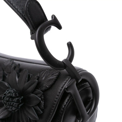 Dior Ultramatte Calfskin 3D Floral Saddle Bag