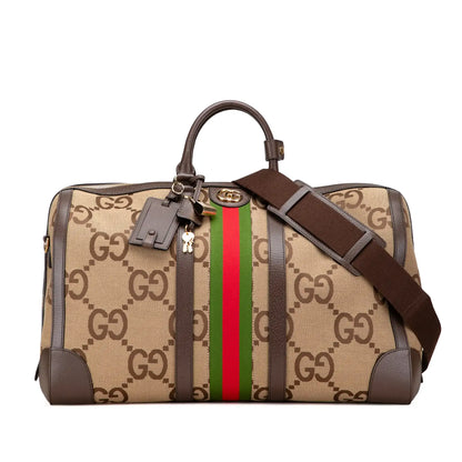 Gucci Large Jumbo GG Canvas Web Duffle Bag