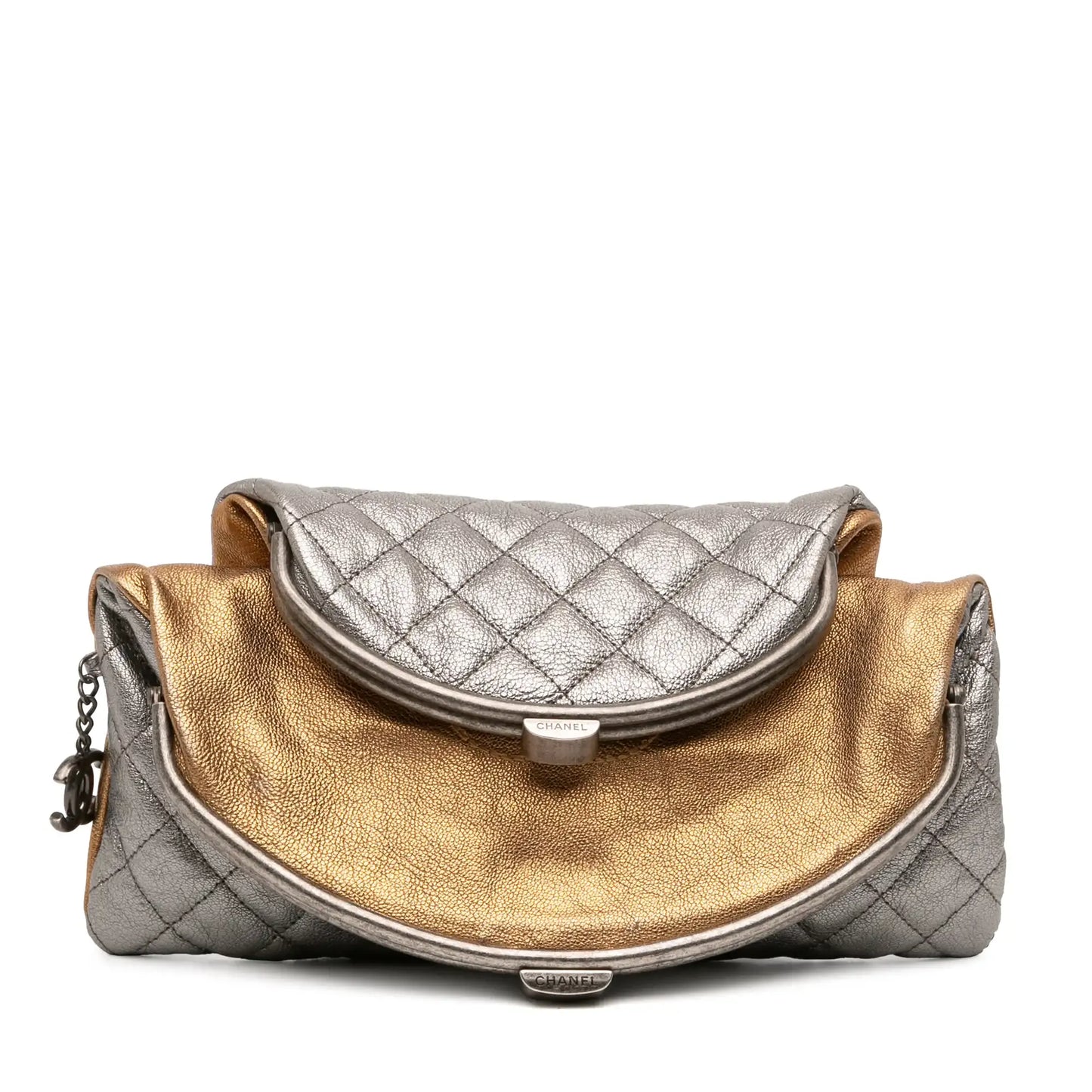 Chanel Quilted Metallic Goatskin Tabatiere Kisslock Foldover Clutch