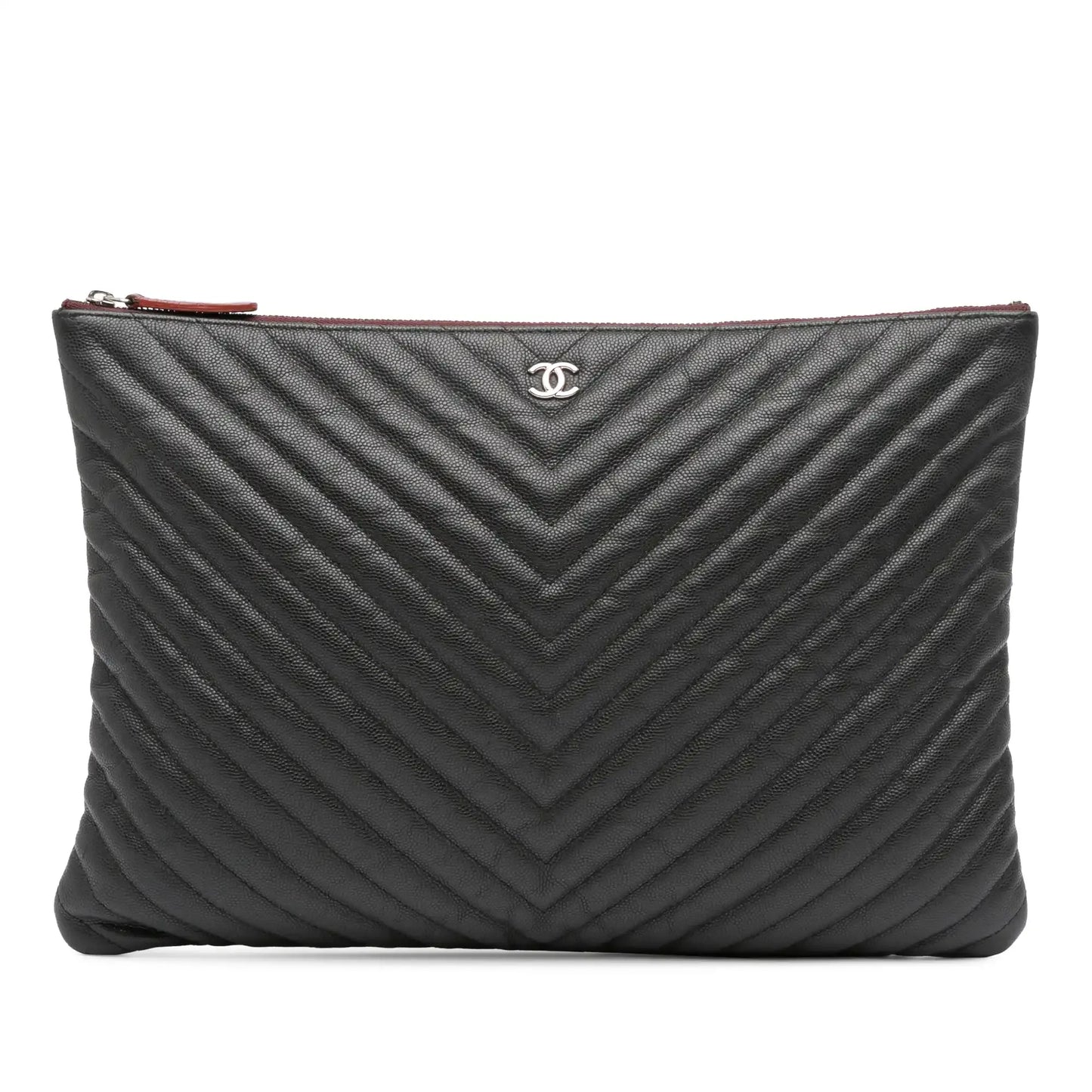 Chanel Large CC Chevron Caviar O Case Clutch