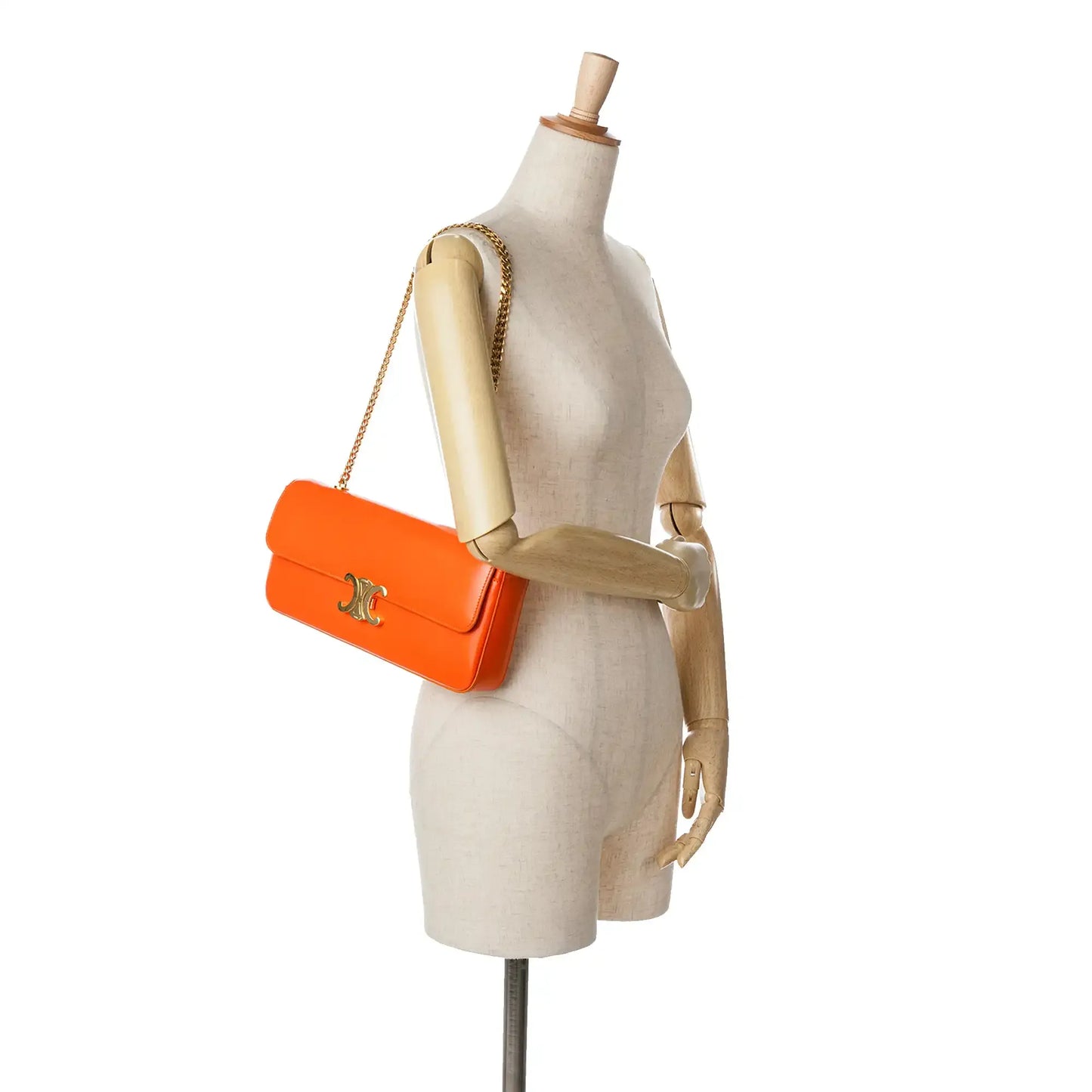 Celine Smooth Calfskin Triomphe Chain Shoulder Bag