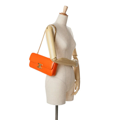 Celine Smooth Calfskin Triomphe Chain Shoulder Bag