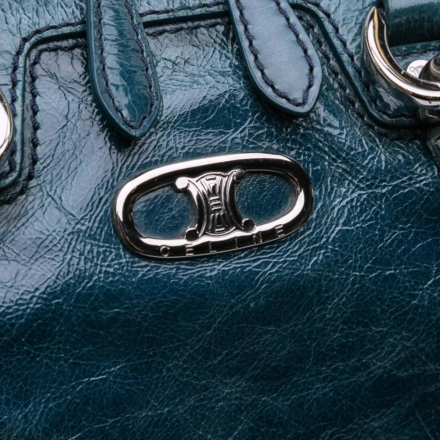 Celine Crinkled Patent Macadam Shoulder Bag