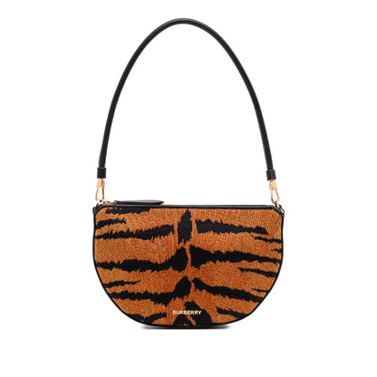 Burberry Mini Canvas Tiger Print Olympia Shoulder Bag
