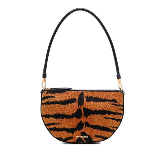 Burberry Mini Canvas Tiger Print Olympia Shoulder Bag