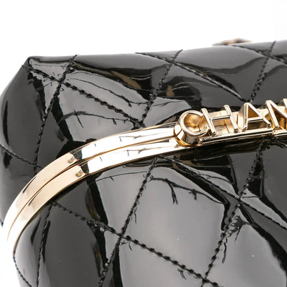 Chanel Quilted Patent Logo Chain Vanity Case