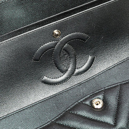 Chanel Medium Classic Chevron Caviar Double Flap