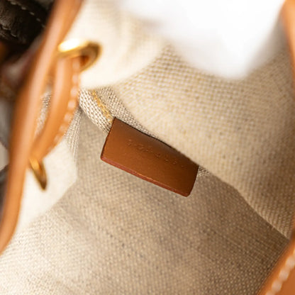 Celine Micro Triomphe Embroidered Canvas Drawstring Bucket Bag