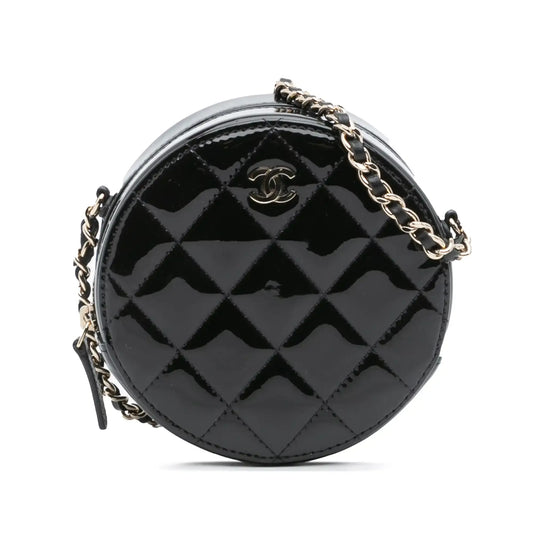 Chanel Quilted Patent Round As Earth Crossbody