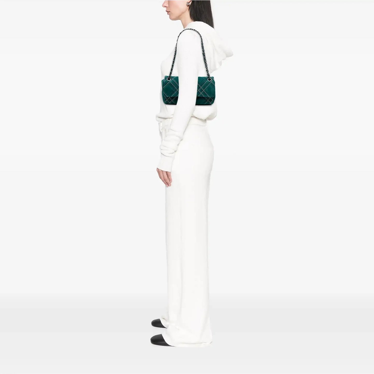 Chanel Paris Edinburgh Medium Stitched Suede Saltire Single Flap