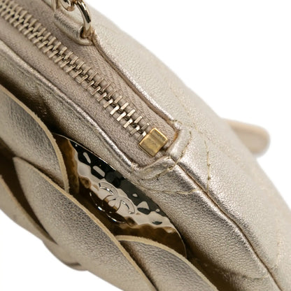 Chanel Mini CC Metallic Lambskin Camellia Bouquet Round Clutch on Chain