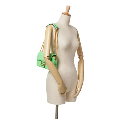 Fendi Zucca Embossed Leather Chain Midi Baguette