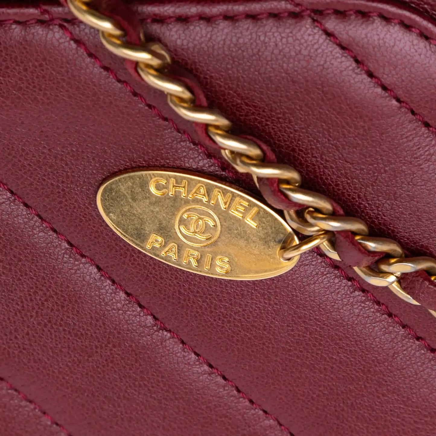 Chanel Diagonal Quilted Lambskin CC Signature Flap