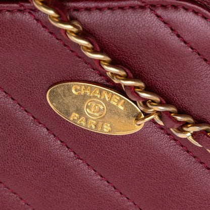 Chanel Diagonal Quilted Lambskin CC Signature Flap