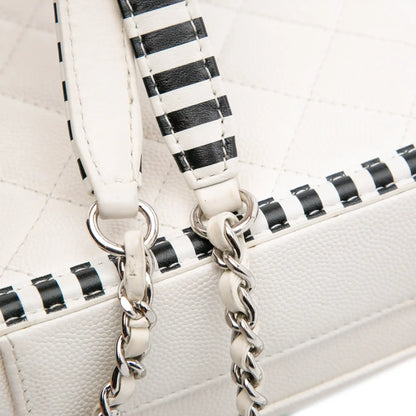 Chanel Small Caviar Striped CC Filigree Vanity Case