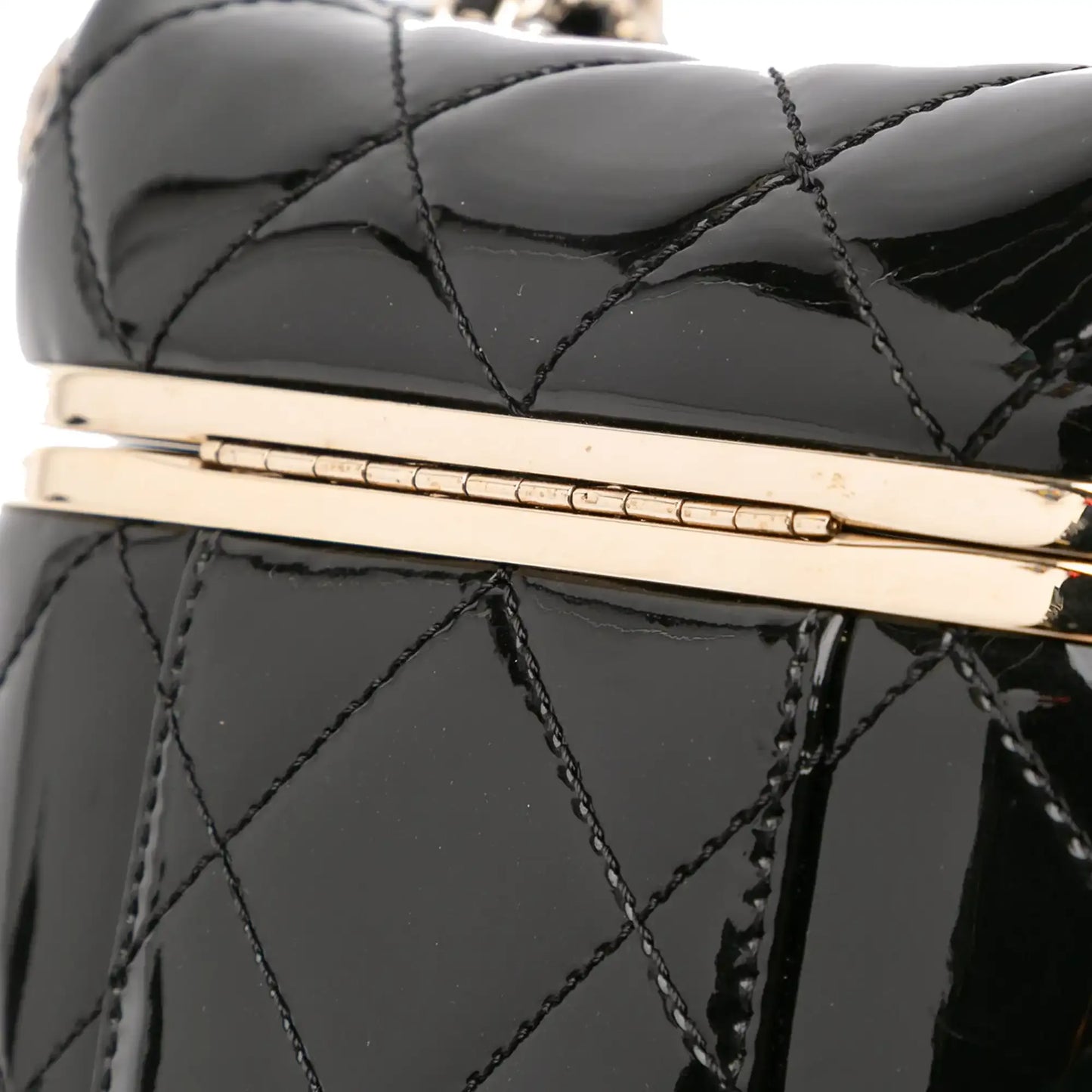 Chanel Quilted Patent Logo Chain Vanity Case