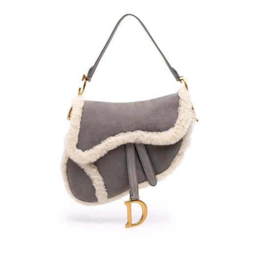 Dior Shearling Suede Saddle Bag