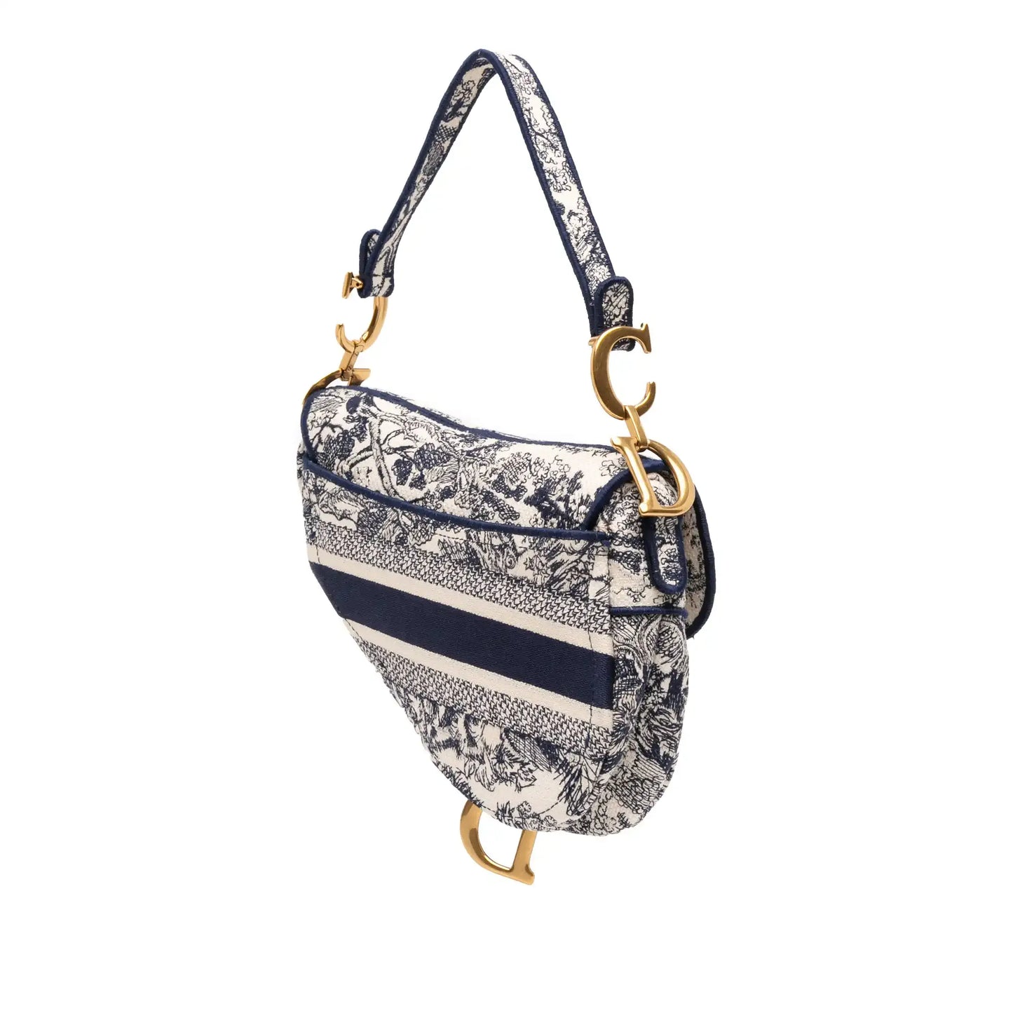 Dior Canvas Embroidered Toile de Jouy Saddle Bag