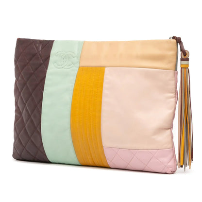 Chanel Large Lambskin Colorblock Patchwork O Case