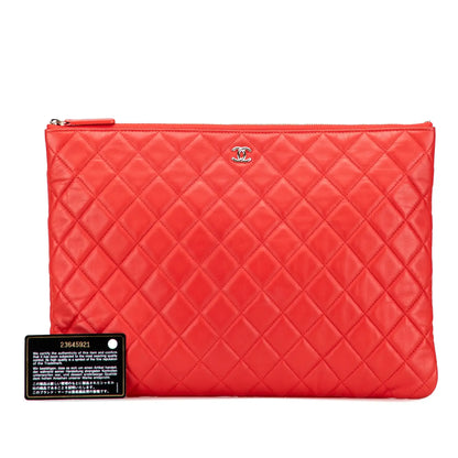 Chanel Large Quilted Lambskin O Case Clutch