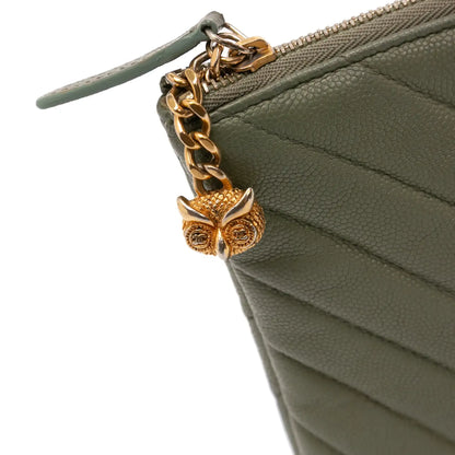 Chanel Medium Chevron Caviar Ancient Greek Charms O Case Clutch