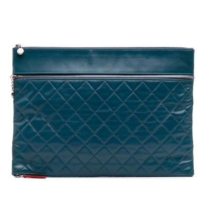 Chanel CC Quilted Lambskin Multi Zip Clutch