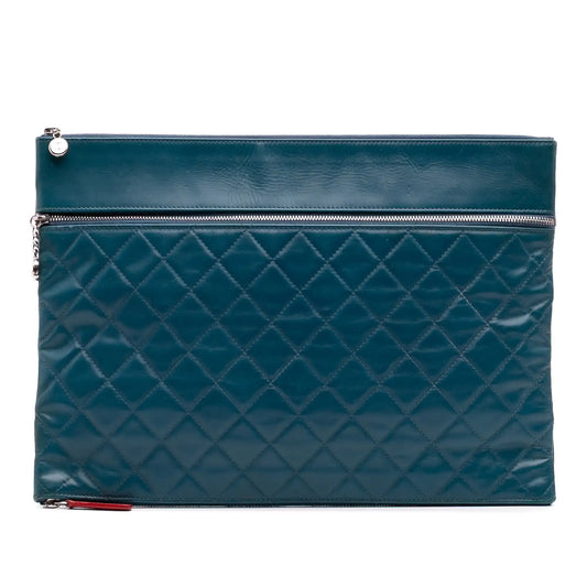 Chanel CC Quilted Lambskin Multi Zip Clutch