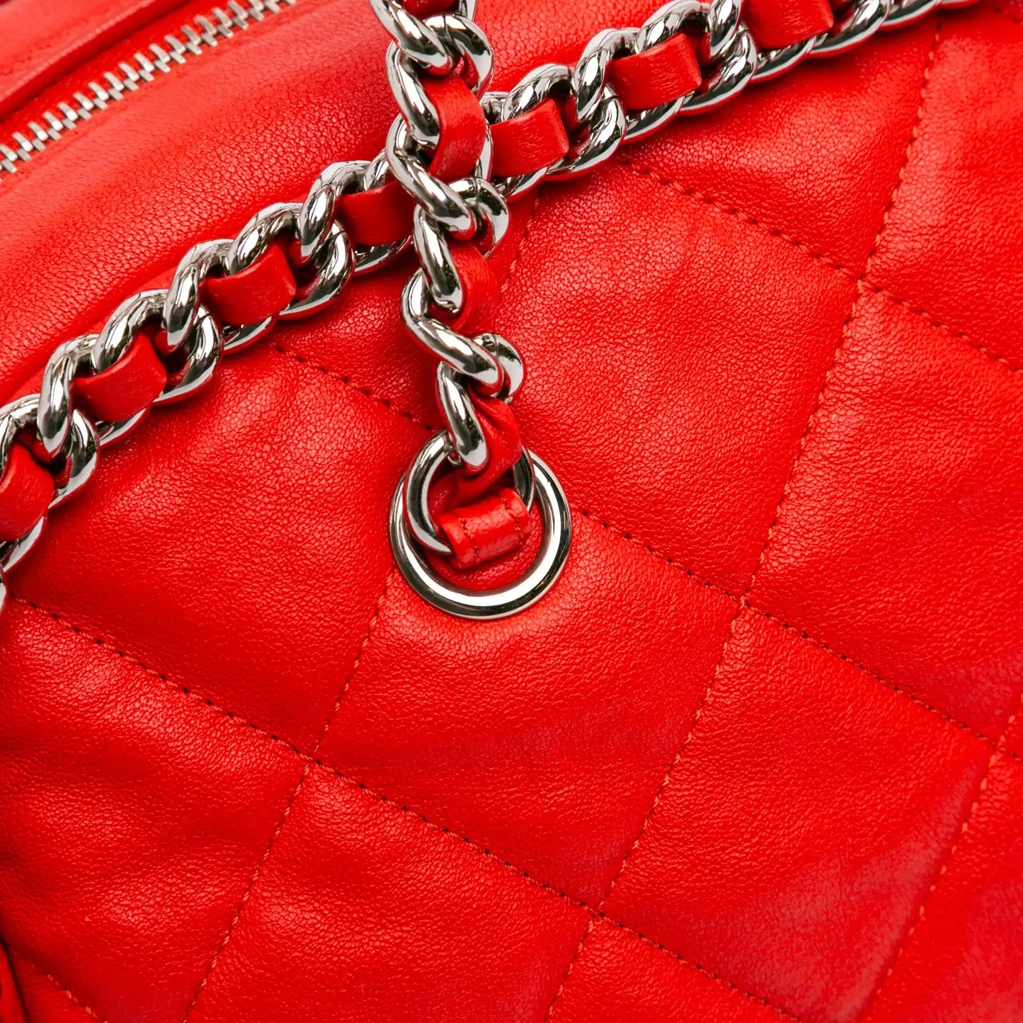 Chanel Quilted Washed Lambskin Chain Around Bowler