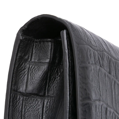 Saint Laurent Croc Embossed Leather Monogram Cassandre Clutch