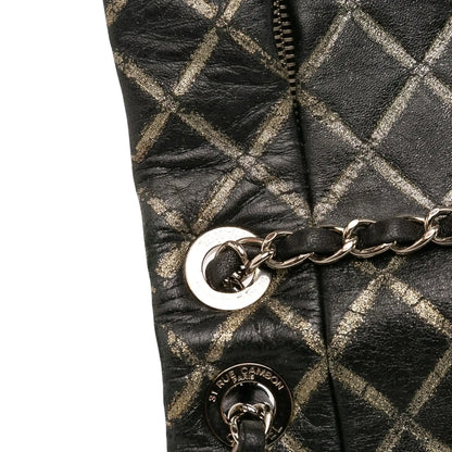 Chanel Quilted Metallic Distressed Lambskin CC Crystal Flap