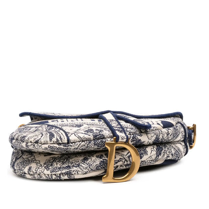 Dior Canvas Embroidered Toile de Jouy Saddle Bag