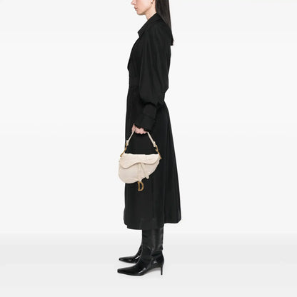 Dior Mini Canvas Embroidered Camouflage Saddle Bag
