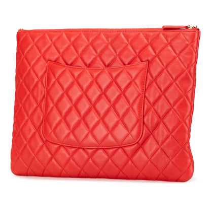 Chanel Large Quilted Lambskin O Case Clutch