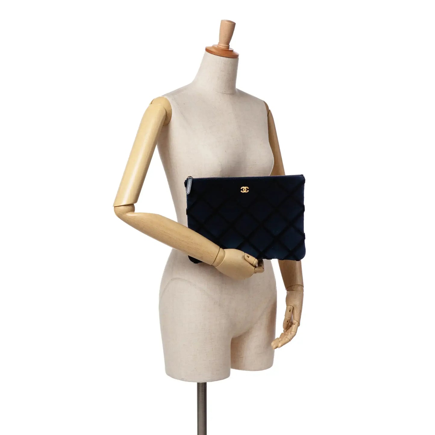 Chanel Medium CC Quilted Velvet O Case Clutch