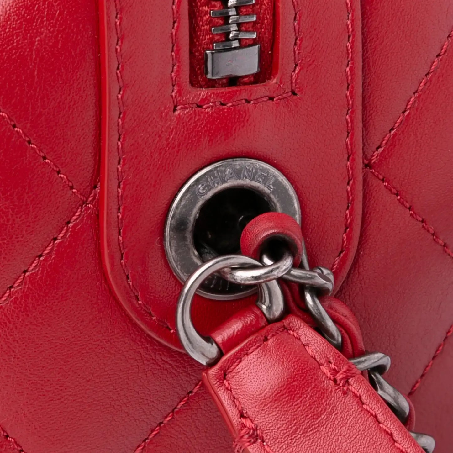 Chanel Calfskin Signature Chain Signe Bowling Bag