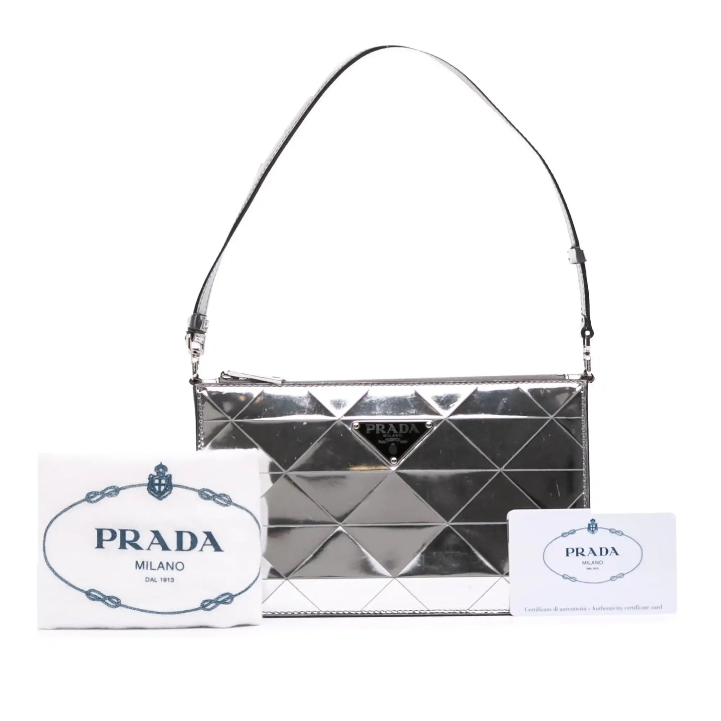 Prada Mini Metallic Spazzolato Tria Shoulder Bag