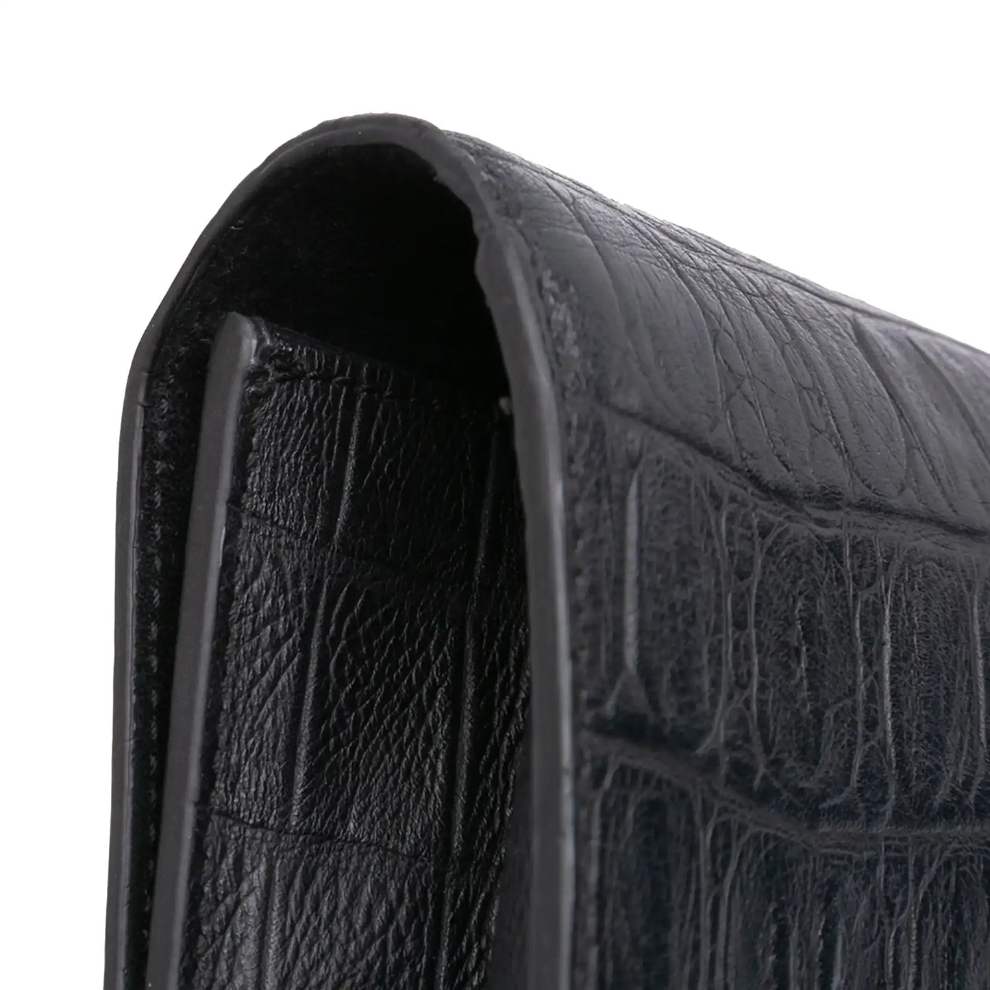 Saint Laurent Croc Embossed Leather Monogram Cassandre Clutch