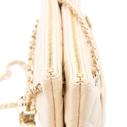 Chanel CC Quilted Lambskin Double Zip Crossbody