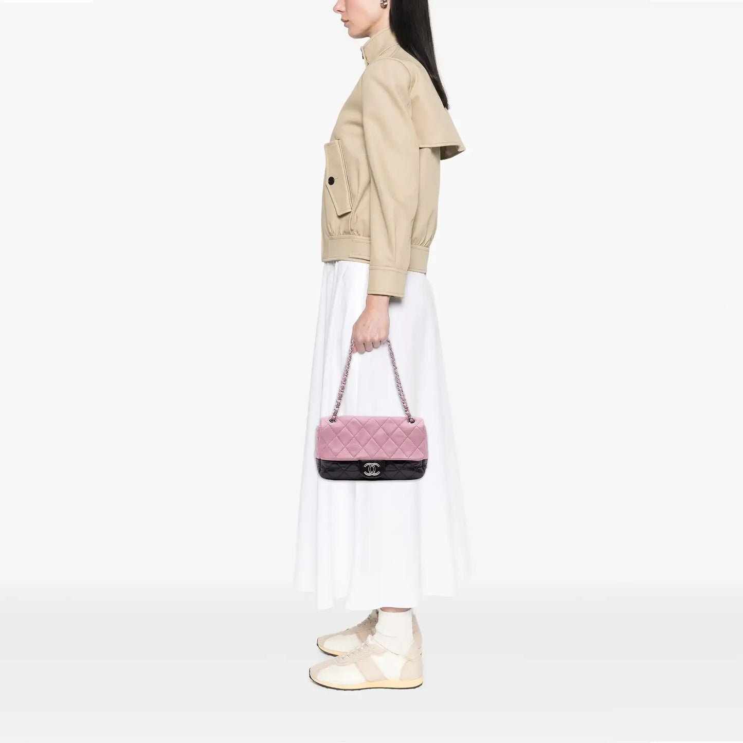 Chanel Medium Bicolor Lambskin and Calfskin CC Chain Flap